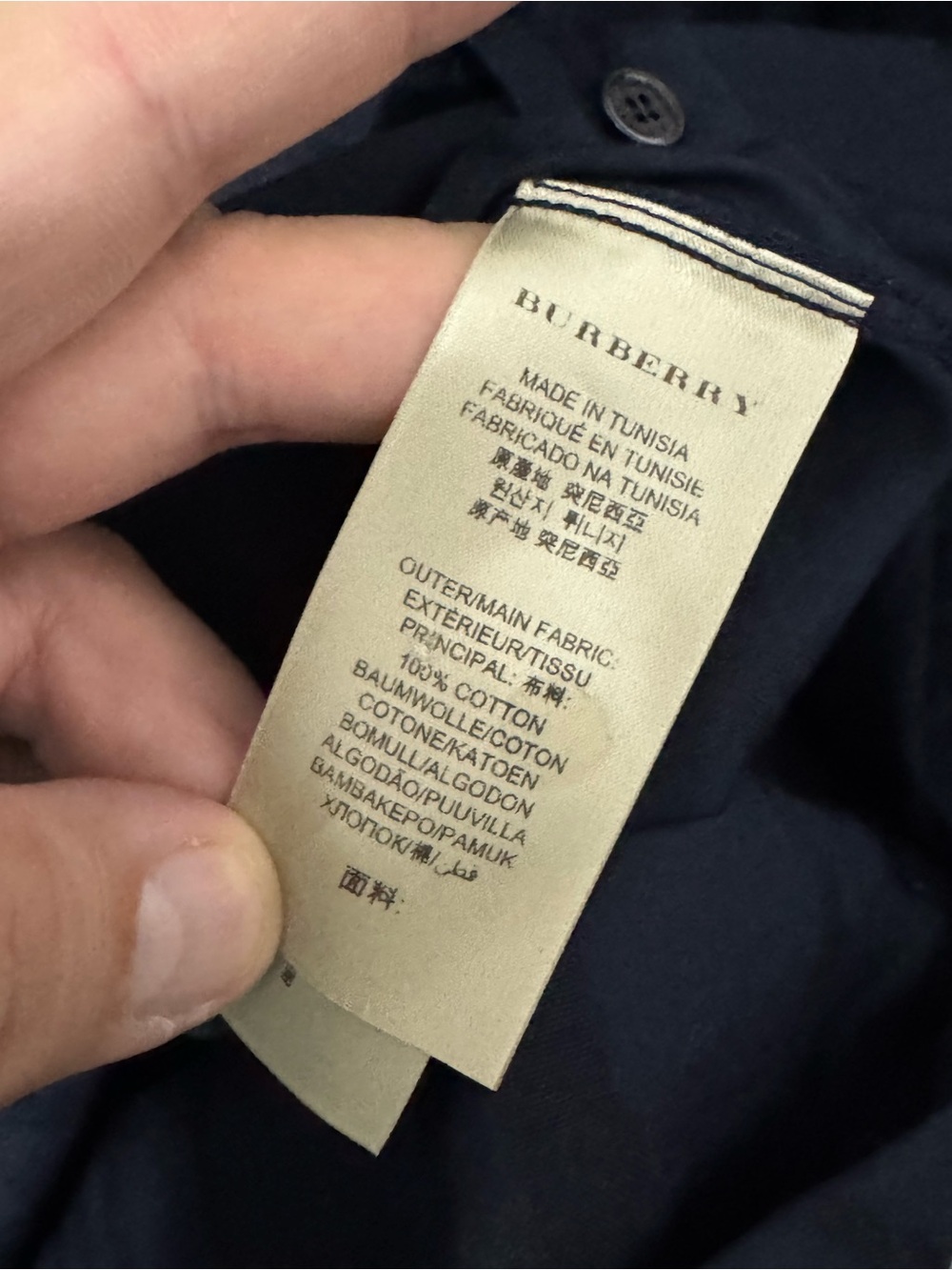 BURBERRY Men’s Cotton Tailored Fit Check Long Sleeve Shirt - Blue, Large - Picture 8 of 11